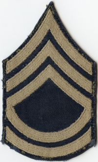 WWII Single US Army Rank Stripes for Technical Sergeant Chain Stitch Embroidery on Navy Twill