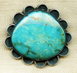 Lovely 1950's-60's Navajo Silver & Turquoise Pendant
