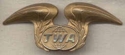 Late 1960s Trans World Airlines (TWA) Ground Crew Hat Badge 1st Issue Type I