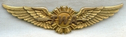 Gorgeous Gold-Filled Late 1940s Trans World Airlines (TWA) 1st Issue Flight Engineer Wing