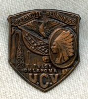Rare 1918 UCV (United Confederate Veterans) 28th Annual Reunion Badge from Tulsa, Oklahoma