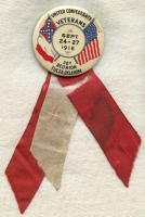 Scarce 1918 UCV (United Confederate Veterans) 28th Reunion Celluloid & Ribbon from Tulsa, OK