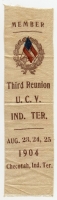 Rare 1904 United Confederate Veterans Indian Territory (Oklahoma) 3rd Reunion Member Ribbon