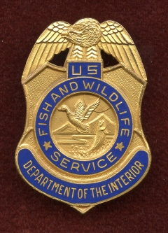 US Dept of The Interior Fish & Wildlife Service Smaller Size Badge, as used by REFUGE AGENTS.