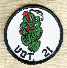 Mid 1960s USN UDT 21 Instructor's Dive Shorts Patch Large Frog on Twill