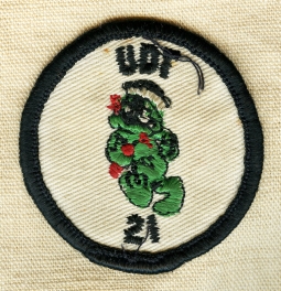 Mid 1960s USN UDT 21 Instructor's Dive Shorts Patch Small Frog on Twill