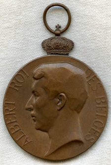 Rare, Obscure, 1910 Belgian King Albert 10th Anniversary Tournai Postal Union Bronze Medal