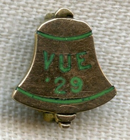 BEING RESEARCHED '29 VUE Bellvue? Bellevue? 1929 Grad Lapel Pin Dolbear Mark NOT FOR SALE til IDed