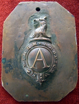BEING RESEARCHED Early Bronze Griffin's Head Badge/Belt Plate "Finem Respice" NOT FOR SALE TIL IDed