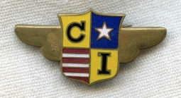 BEING RESEARCHED Unidentified Numbered "CI" Wing Badge, Chinese?