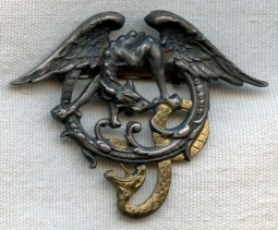 BEING RESEARCHED WWI-1920s (?) French (?) Military Badge Dragon and Serpent NOT FOR SALE UNTIL IDed