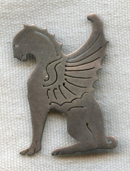 BEING RESEARCHED WWI-'20s(?) French(?) Military Squadron(?)  Sphinx-Like Badge NOT FOR SALE TIL IDed