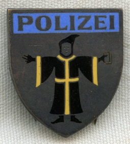 BEING RESEARCHED Early Post-WWII? Munich Police (Polizei) Hat or Lanyard Badge NOT FOR SALE til IDed