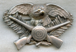 BEING RESEARCHED WWI French-Made Polish(?) Silver Grade Marksman Badge(?) NOT FOR SALE UNTIL IDed
