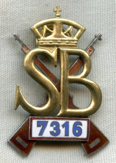 BEING RESEARCHED - Circa 1930s #'ed Military Badge "SB 7316" Dutch? - NOT FOR SALE TIL IDed