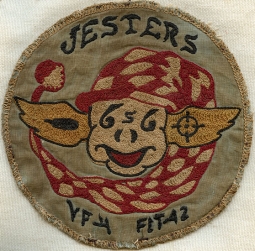 BEING RESEARCHED - 1930's-40's USN Jacket Patch Jesters VF4-B - NOT FOR SALE