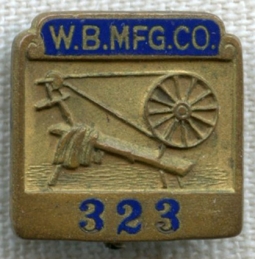 BEING RESEARCHED - Numbered 1910s-WWI WB Manufacturing Co. Worker Badge  - NOT FOR SALE TIL IDed