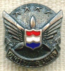 Early 1960s United Airlines 1 Year of Service Sterling Lapel Pin by Balfour