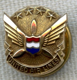 Early 1960s United Airlines 5 Years of Service 10K Lapel Pin