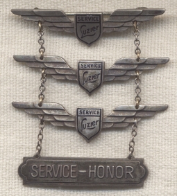 Rare 1930s Luzier Cosmetic Company Aviation Themed 15 Year Service Badge in Sterling