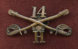 M1895 US Army 14th Cavalry Troop H EM Hat Badge.