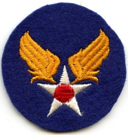 WWII USAAF Headquarters Patch Embroidered on Felt. Orange Wings, Smaller Size