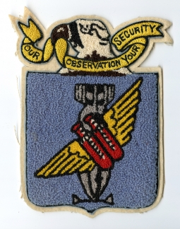 Gorgeous, Huge WWII USAAF Chenille 76th Obs. Grp/Recon Grp/Tactical Recon Grp 3rd AF Jacket Patch