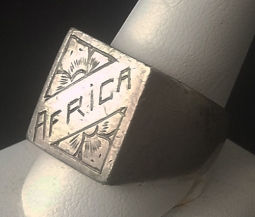 Large Vet Africa Ring w/ French Silver Marks from Morocco