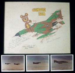 Early 1970s Signed Artwork for USAF 50th FW F-4E Phantom Pilot at Hahn AFB (Germany) & Photos