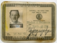 Korean War USAF 8th AF Civilian Photo ID Card from Carswell AFB, Texas