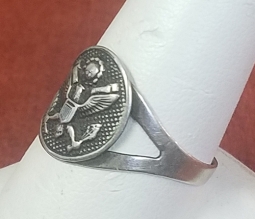 Nice Sterling WWI US Army Enlisted Man Ring Size 10+
