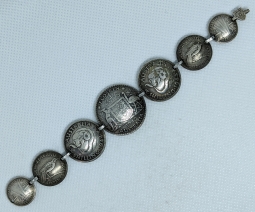 Lovely Early WWII US Army or USMC Sweet Heart Bracelet Made in Australia From Silver Coins.