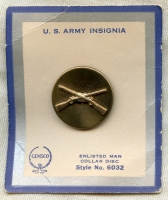 Early WWII US Army Infantry Enlisted Man Collar Disc by Gemsco on "US Army Insignia" Original Card