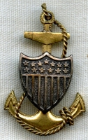 Beautiful WWI - 1920's US Coast Guard CPO Hat Badge in Silver Plated Bronze & Gilt Brass