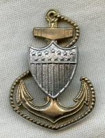 Rare Circa 1943 US Coast Guard CPO Hat Badge in Wartime Materials