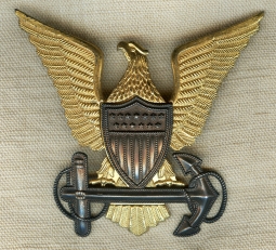 Beautiful Circa 1930 USCG Officer Hat Badge by Robbins Marked Pancraft