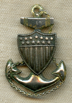 Great "Salty" Early WWII USCG CPO Hat Badge made by Vanguard from one of there CPO Badge