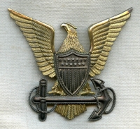 Beautiful Circa 1930 USCG Officer Hat Badge by Robbins Marked Pancraft