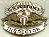 1920's -1930's United States Customs Inspector Enameled Hat Badge