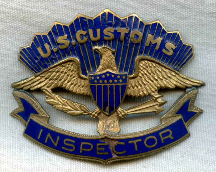 1950s US Customs Inspector Hat Badge Numbered on Reverse Flying Tiger