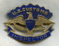 Circa 1960s US Customs Inspector Hat Badge Numbered on Reverse