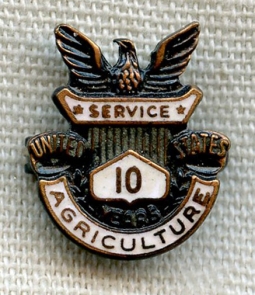 Circa 1950s USDA (US Dept. of Agriculture) 10 Years of Service Lapel Pin