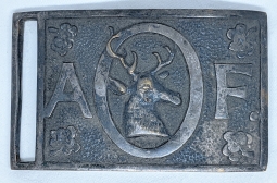 Rare Circa 1860's US Fraternal Uniform Buckle for the Ancient Order of Foresters in Silvered Bronze.