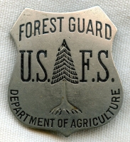 #'ed & IDed Ca 1910s US Forest Service (USFS) Department of Agriculture Forest Guard Badge