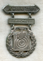 Circa 1930 USMC Marksman Badge with Bayonet Qualification Bar in Nickel