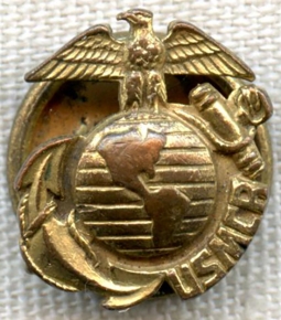 WWII USMC Reserve Lapel Stud / Pin in Gilt Brass