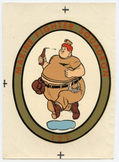 Rare Late 1940s USMC VMF-121 Fighting Squadron Decal (Used to Make Rare "Baby Huey" Patches)
