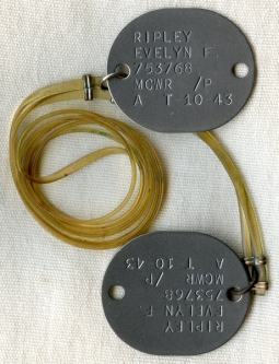 Great Pair of WWII USMC Women's Reserve Dog Tags T-Dated 10/43