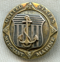Early WWII US Merchant Marine Officer Badge in Sterling by A. E. Co.