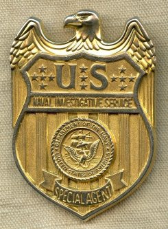 Great ca 1970 US Naval Investigative Service Special Agent Badge